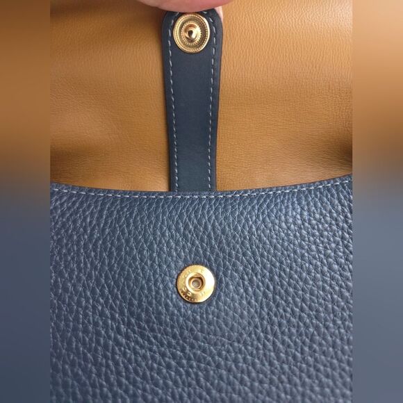 Coach Saddle With Colorblock Python Detail Crossbody Shoulder Bag In Denim Blue - Picture 5 of 12